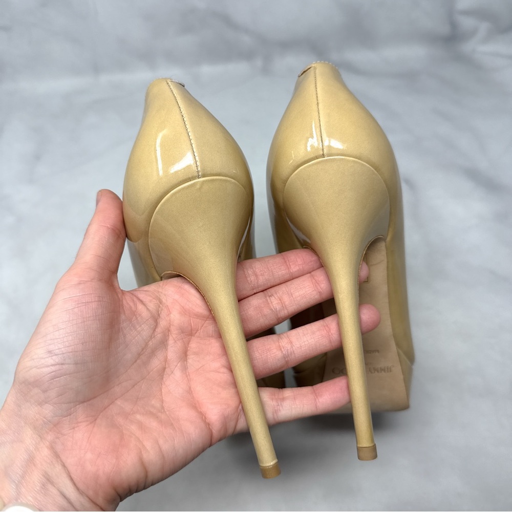 NEW Jimmy Choo Cosmic Patent Leather Platform Stiletto Heel Pumps Nude Sexy 39 - Picture 8 of 16